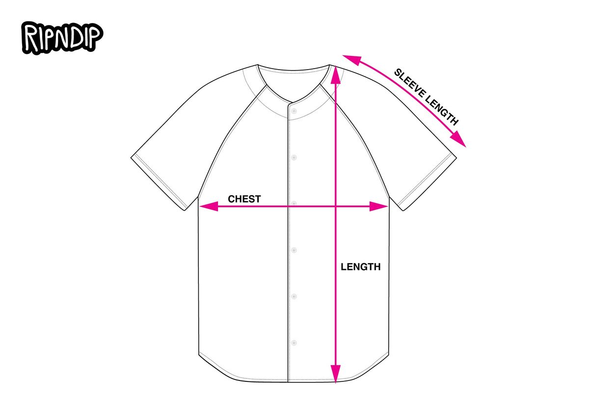 BASEBALL JERSEY measurement diagram