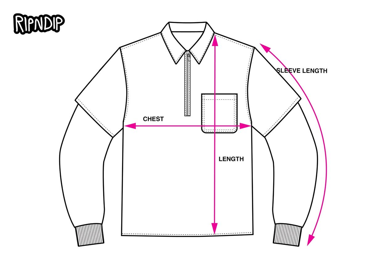 HALF ZIP DOUBLE SLEEVE measurement diagram