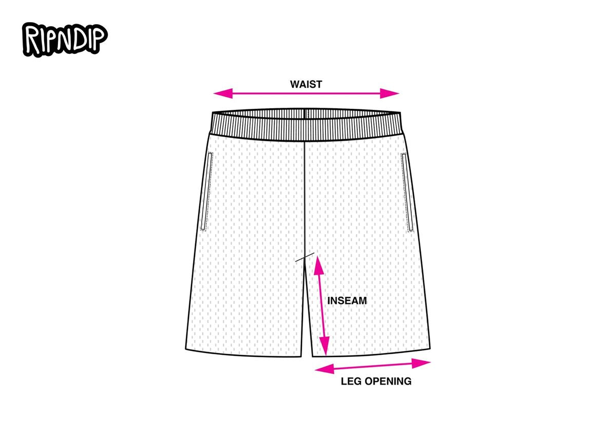 MESH SHORTS measurement diagram
