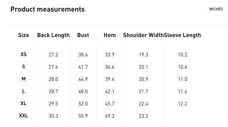 Product measurements measurement diagram