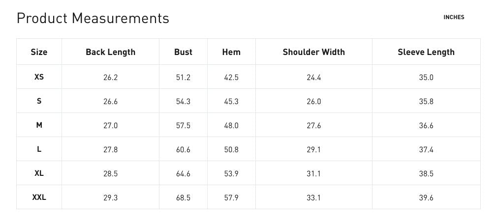 Product Measurements measurement diagram