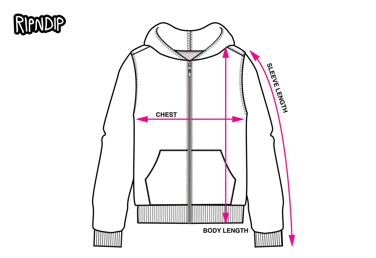 ZIP HOODIE measurement diagram